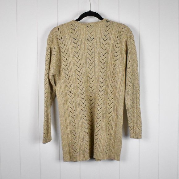 AMANDA Smith Gold Metallic V Neck Sweater Size M - Picture 4 of 4
